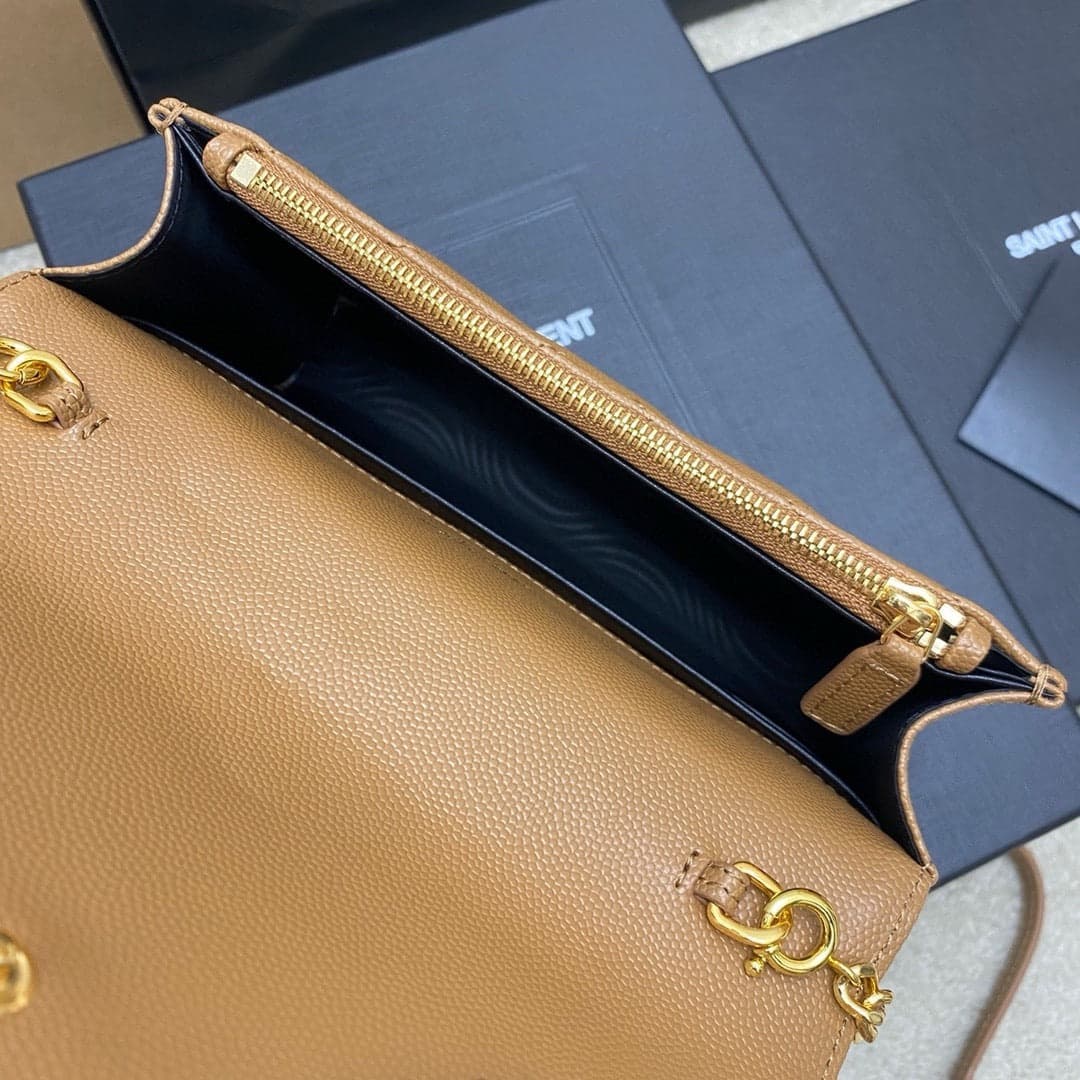 Saint Laurent Shoulder Bag Bege Camel Ferragens Douradas