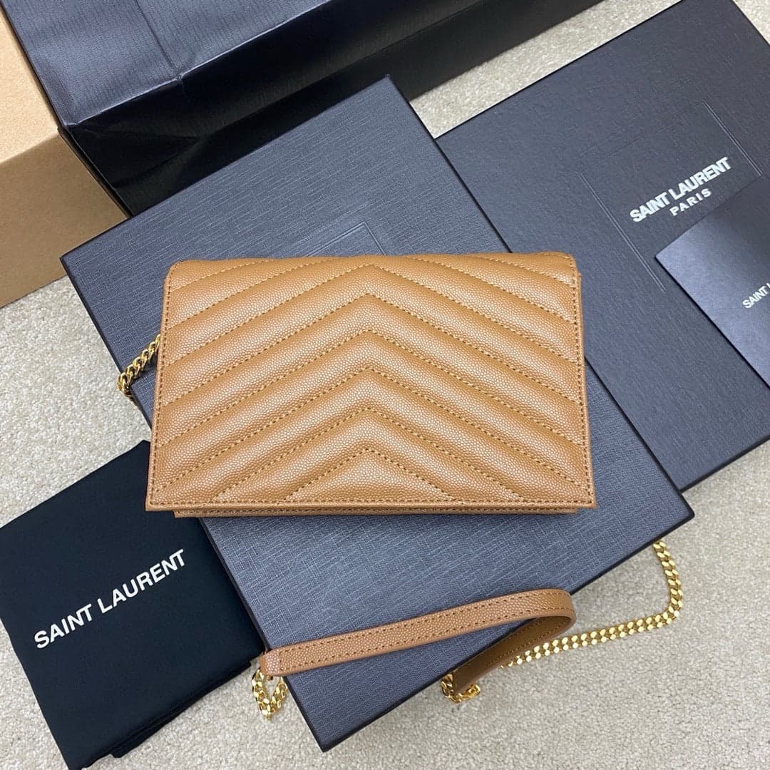 Saint Laurent Shoulder Bag Bege Camel Ferragens Douradas