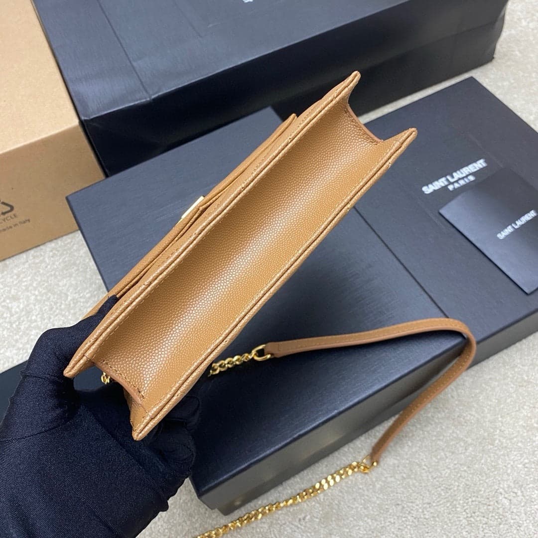 Saint Laurent Shoulder Bag Bege Camel Ferragens Douradas