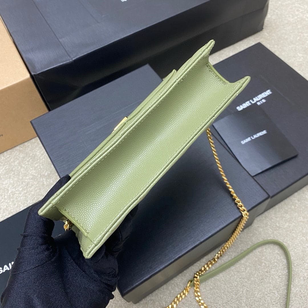 Saint Laurent Shoulder Bag Green Oliva Claro Ferragens Douradas
