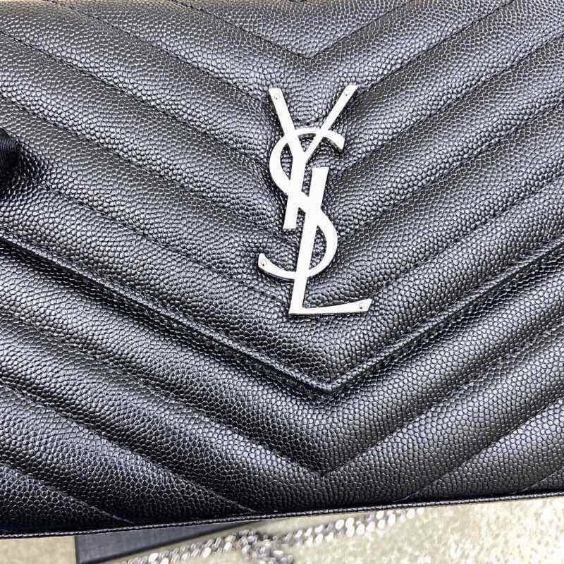 Saint Laurent Shoulder Bag Black Ferragens Prata