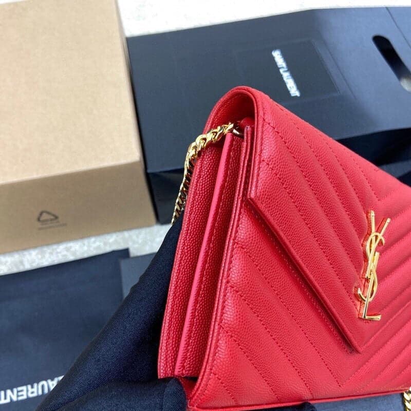 Saint Laurent Shoulder Bag red Ferragens Douradas