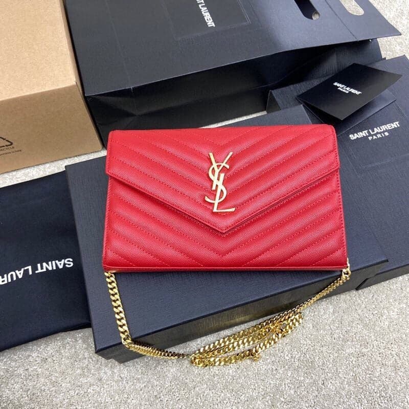 Saint Laurent Shoulder Bag red Ferragens Douradas