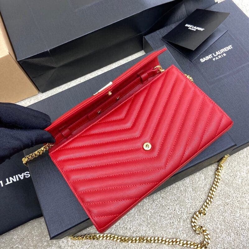 Saint Laurent Shoulder Bag red Ferragens Douradas