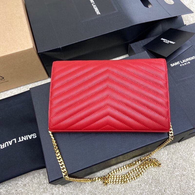 Saint Laurent Shoulder Bag red Ferragens Douradas