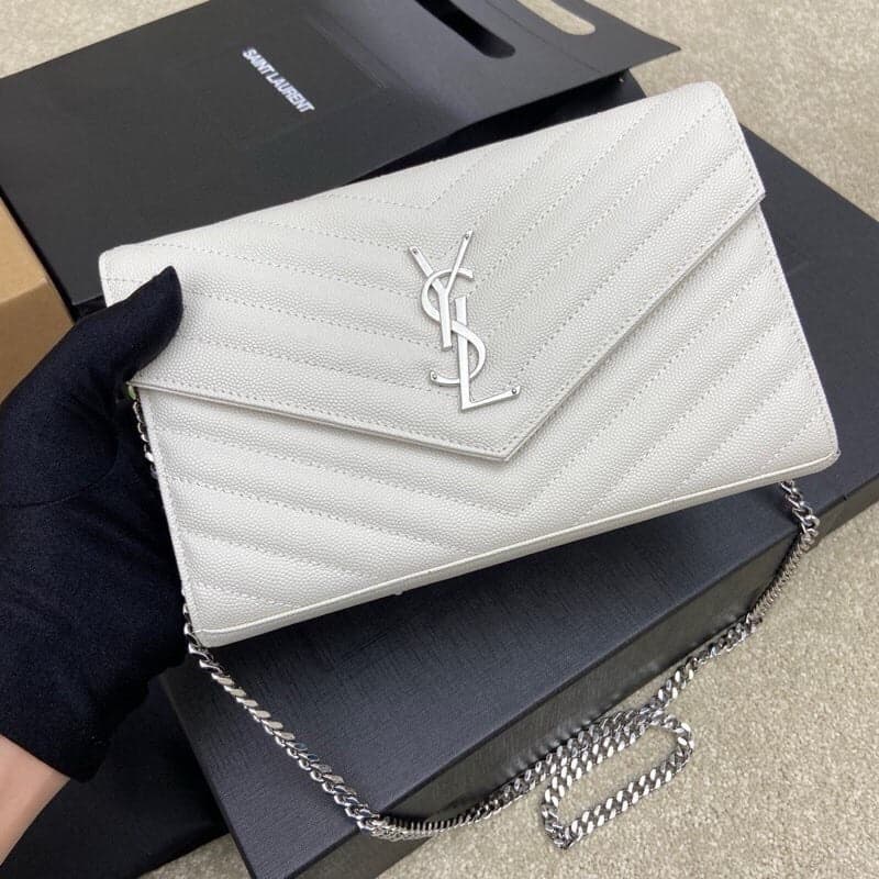 Saint Laurent Shoulder Bag White Ferragens Prata