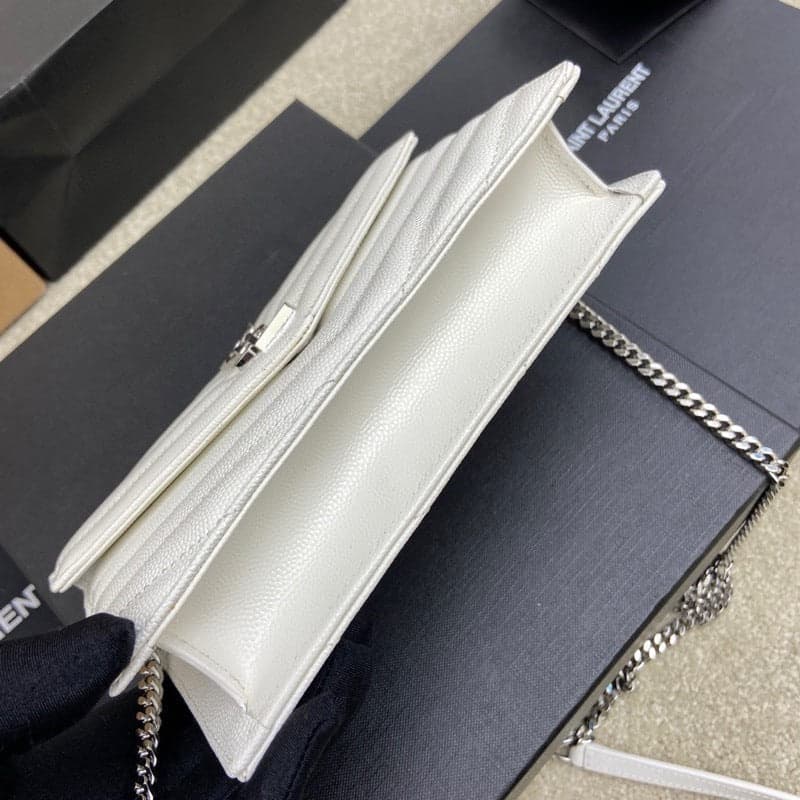 Saint Laurent Shoulder Bag White Ferragens Prata