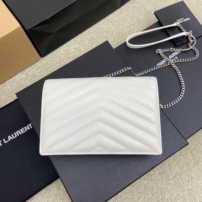 Saint Laurent Shoulder Bag White Ferragens Prata