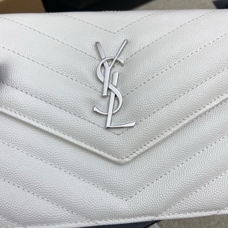 Saint Laurent Shoulder Bag White Ferragens Prata