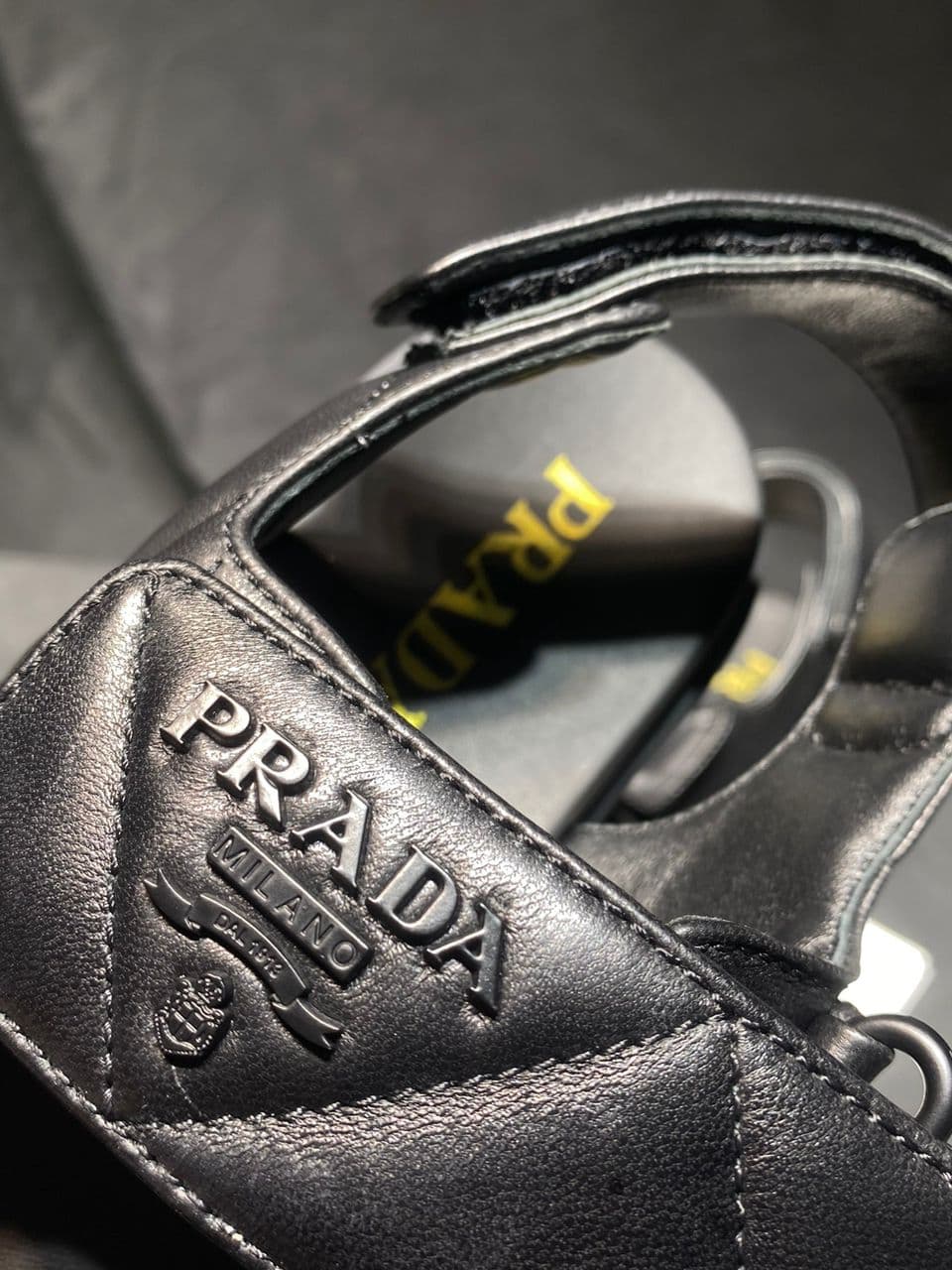 Sandália Prada Flatform Em Couro Napa Preto