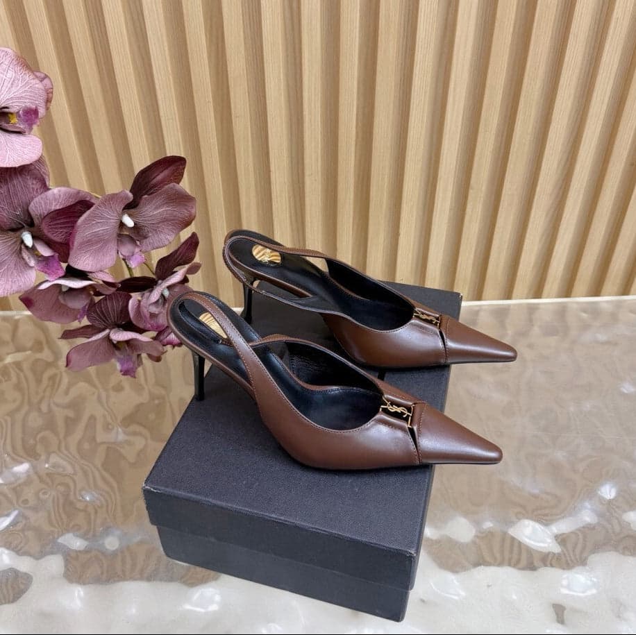 Scarpin Babylone Breteuil Saint Laurent Brown Lambskin