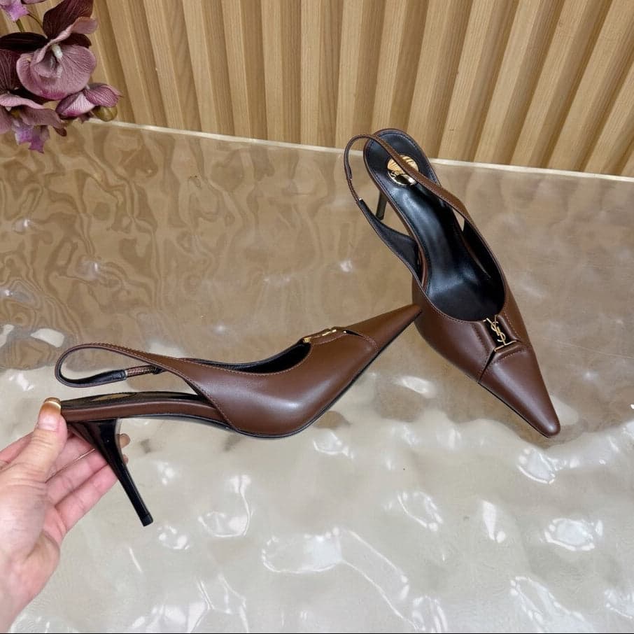 Scarpin Babylone Breteuil Saint Laurent Brown Lambskin