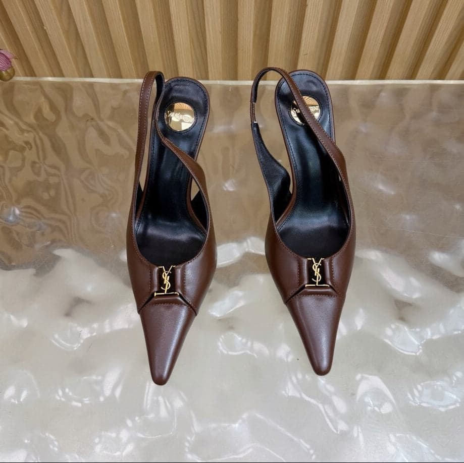 Scarpin Babylone Breteuil Saint Laurent Brown Lambskin
