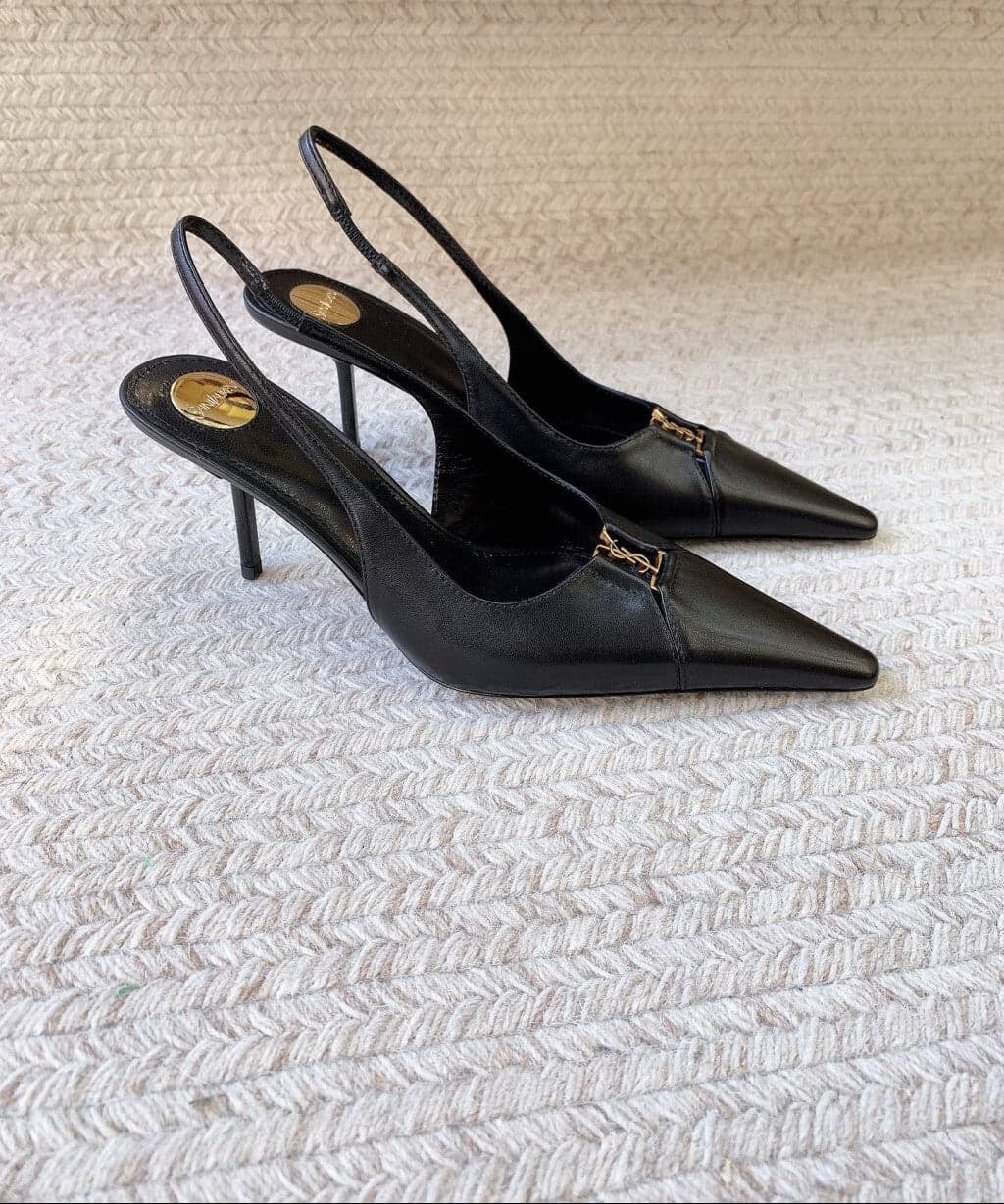 Scarpin Slingback Babylone Breteuil Black Saint Laurent Black 75 mm
