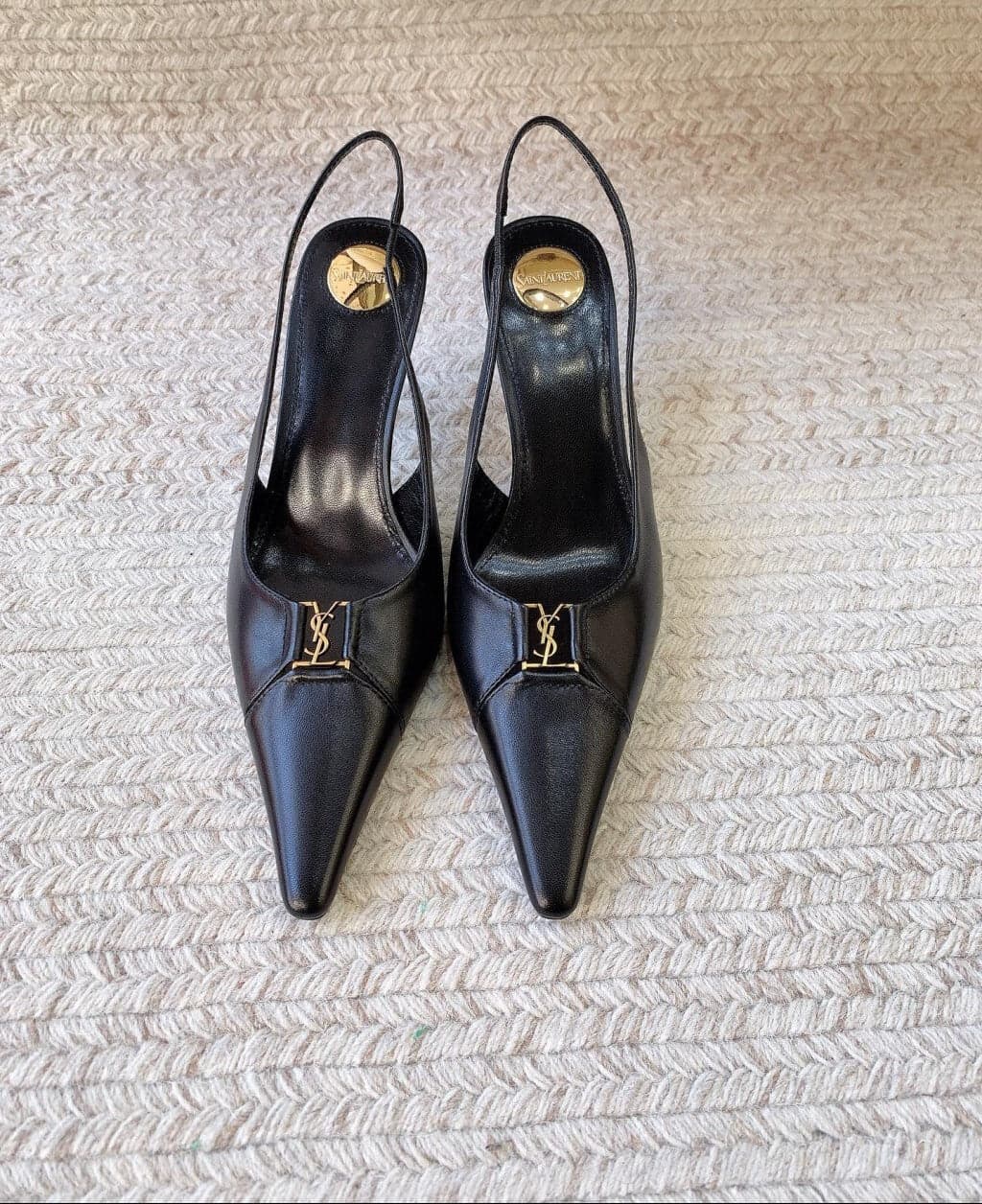 Scarpin Slingback Babylone Breteuil Black Saint Laurent Black 75 mm