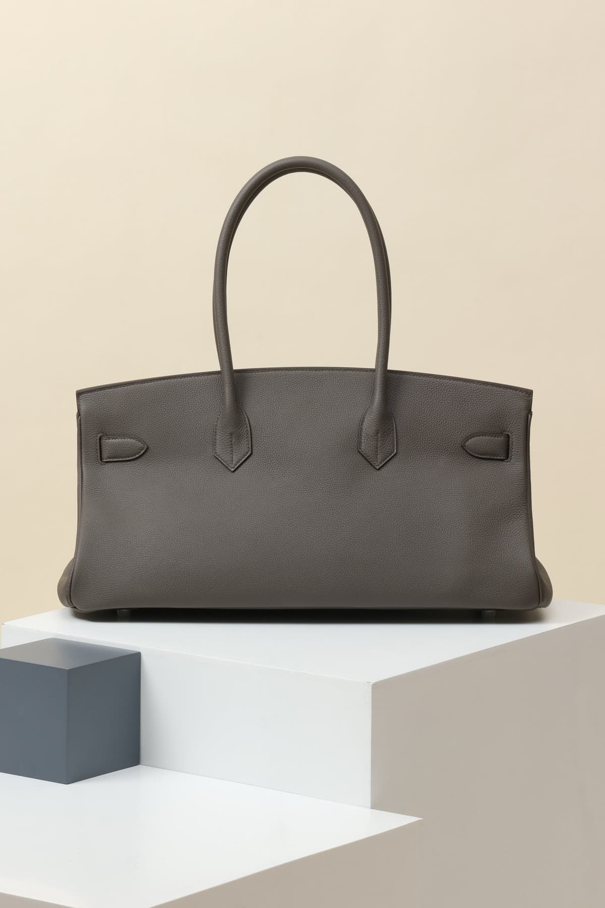 Shoulder Birkin Style Dark Grey Leather