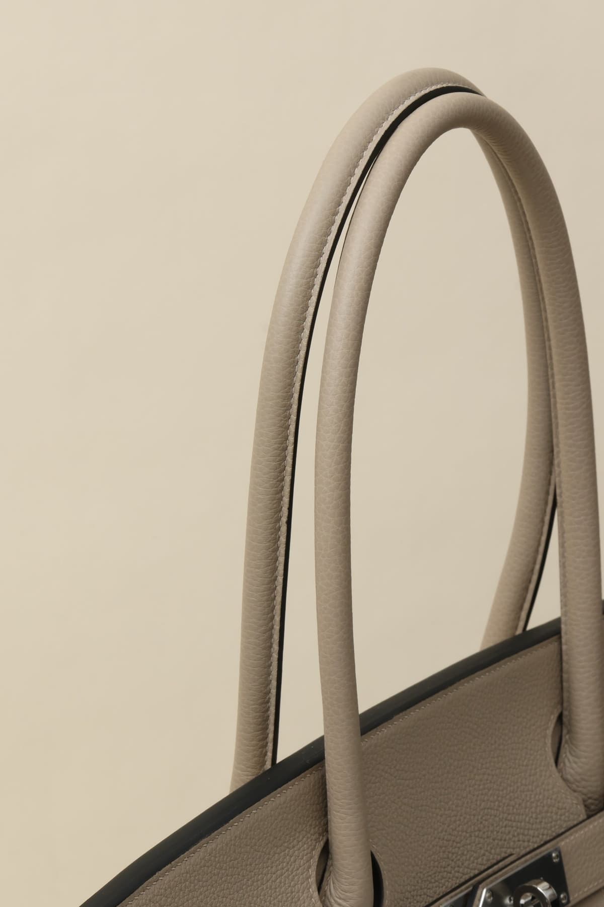 Shoulder Birkin Style Leather Taupe .