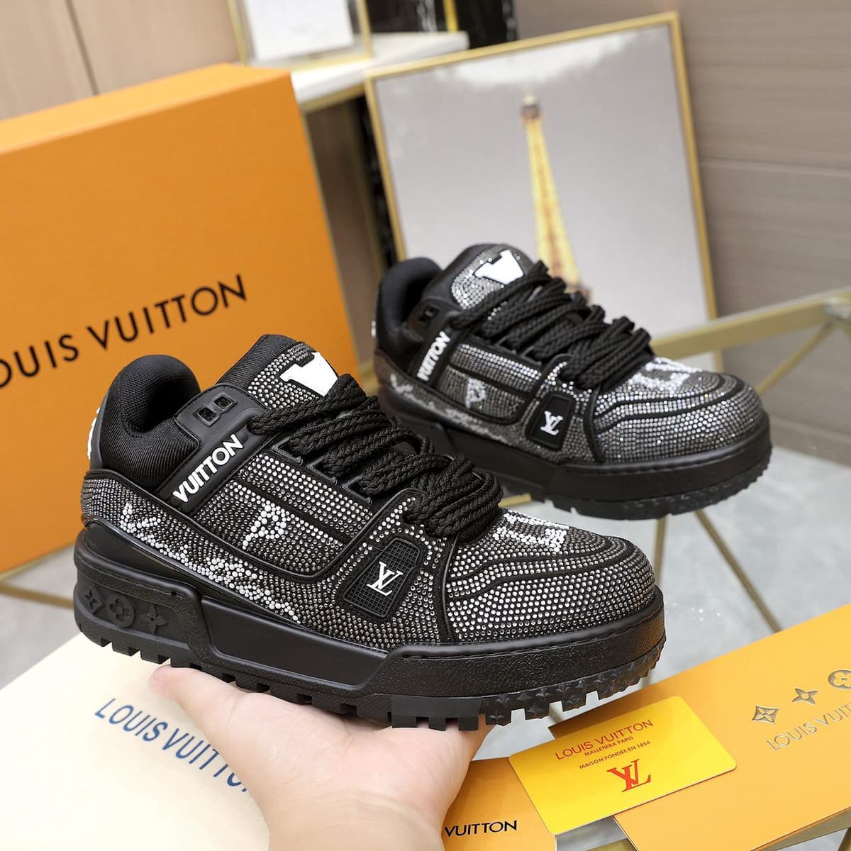 Trainer Maxi Crystals White Black