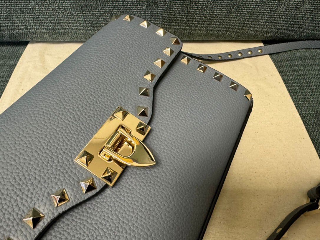 Valentino Garavani Rockstud Small Crossbody Bag Light Blue .