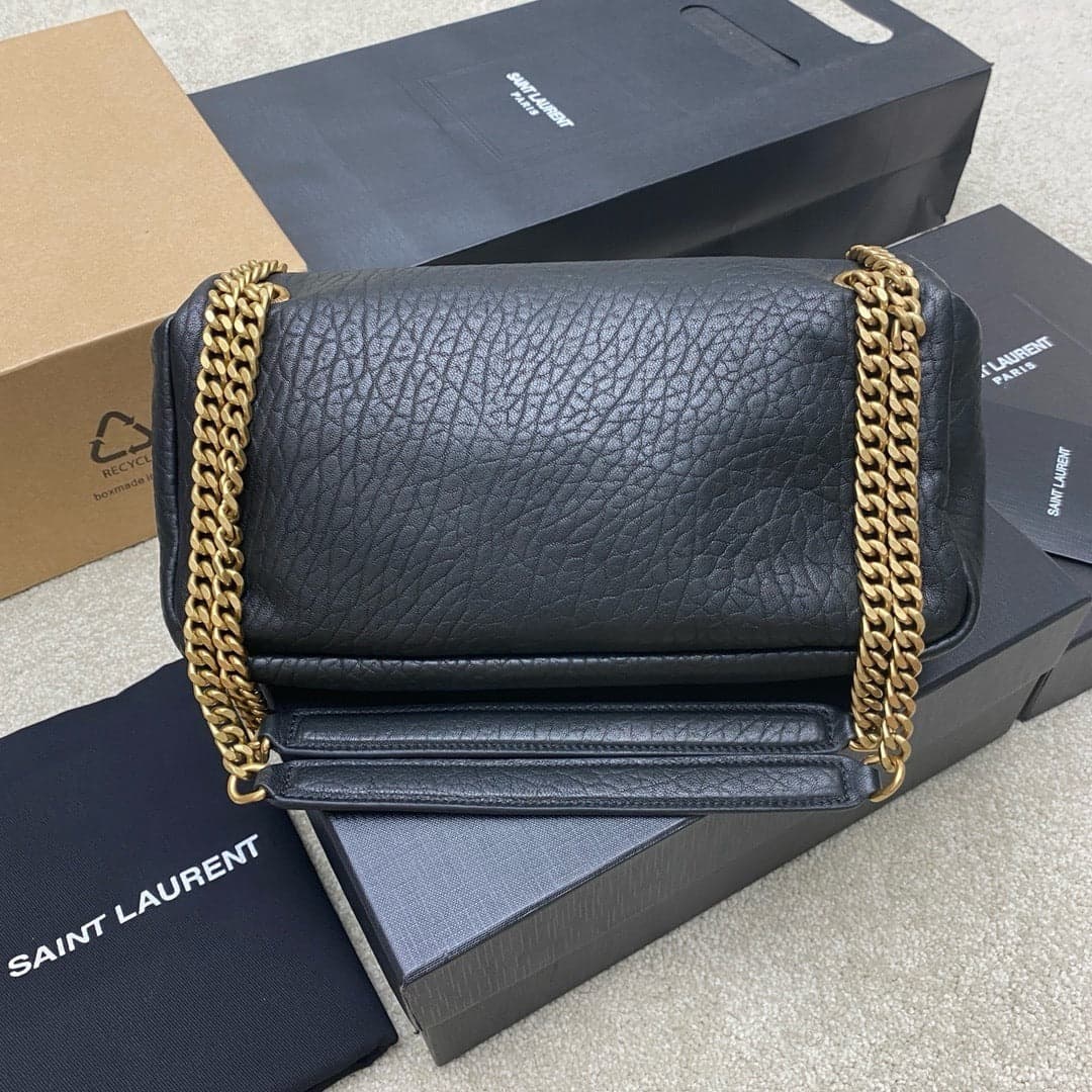 Yves Saint Laurent Calypso Lambskin Black Ferragens Douradas