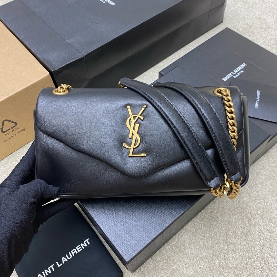 Yves Saint Laurent Calypso Lambskin Black Ferragens Douradas