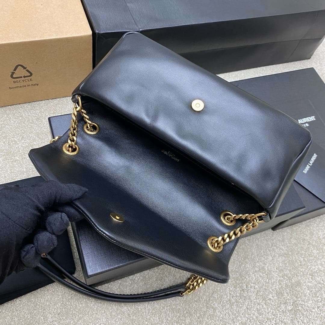 Yves Saint Laurent Calypso Lambskin Black Ferragens Douradas