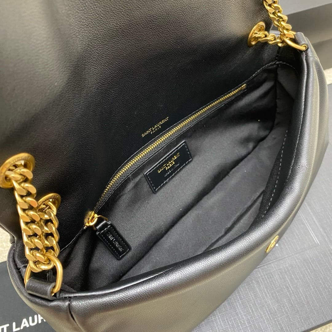 Yves Saint Laurent Calypso Lambskin Black Ferragens Douradas