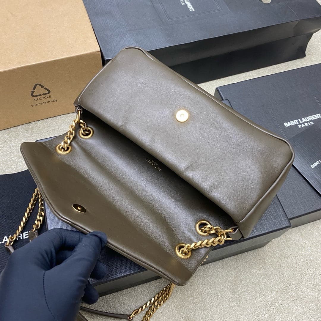 Yves Saint Laurent Calypso Lambskin Brown Ferragens Douradas