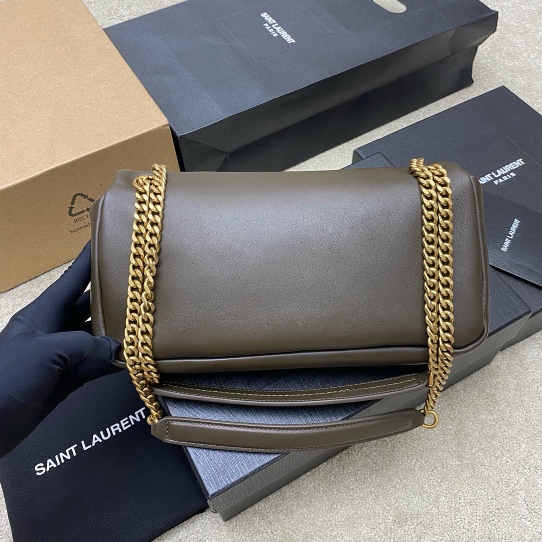 Yves Saint Laurent Calypso Lambskin Brown Ferragens Douradas