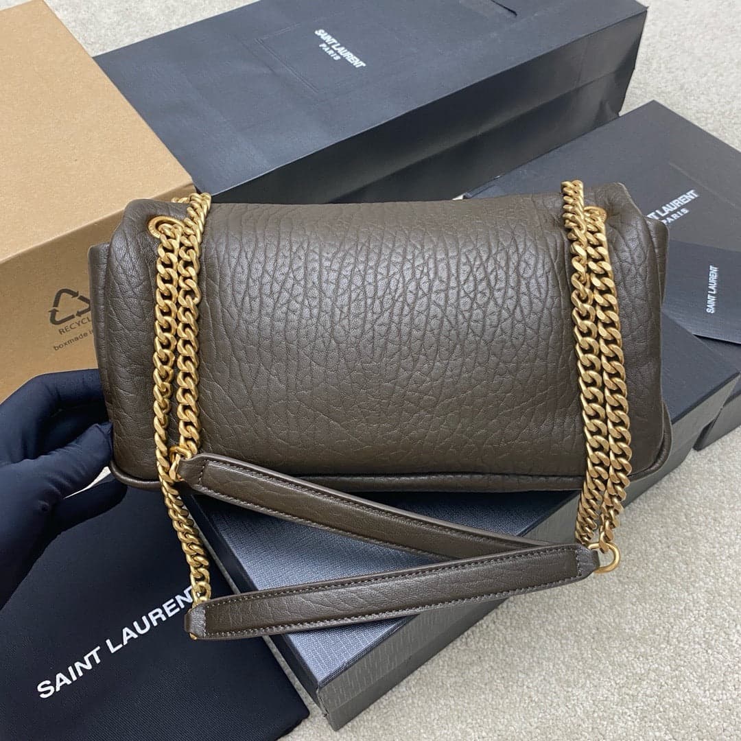 Yves Saint Laurent Calypso Lambskin Brown Ferragens Douradas