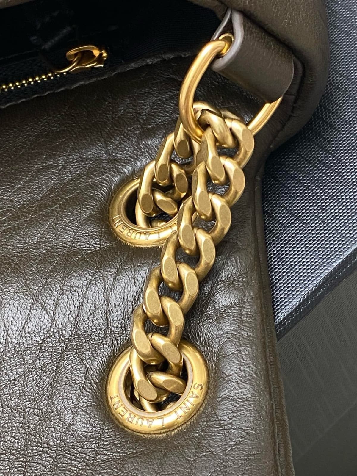 Yves Saint Laurent Calypso Lambskin Brown Ferragens Douradas