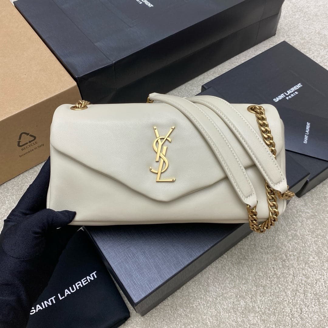 Yves Saint Laurent Calypso Lambskin White Ferragens Douradas