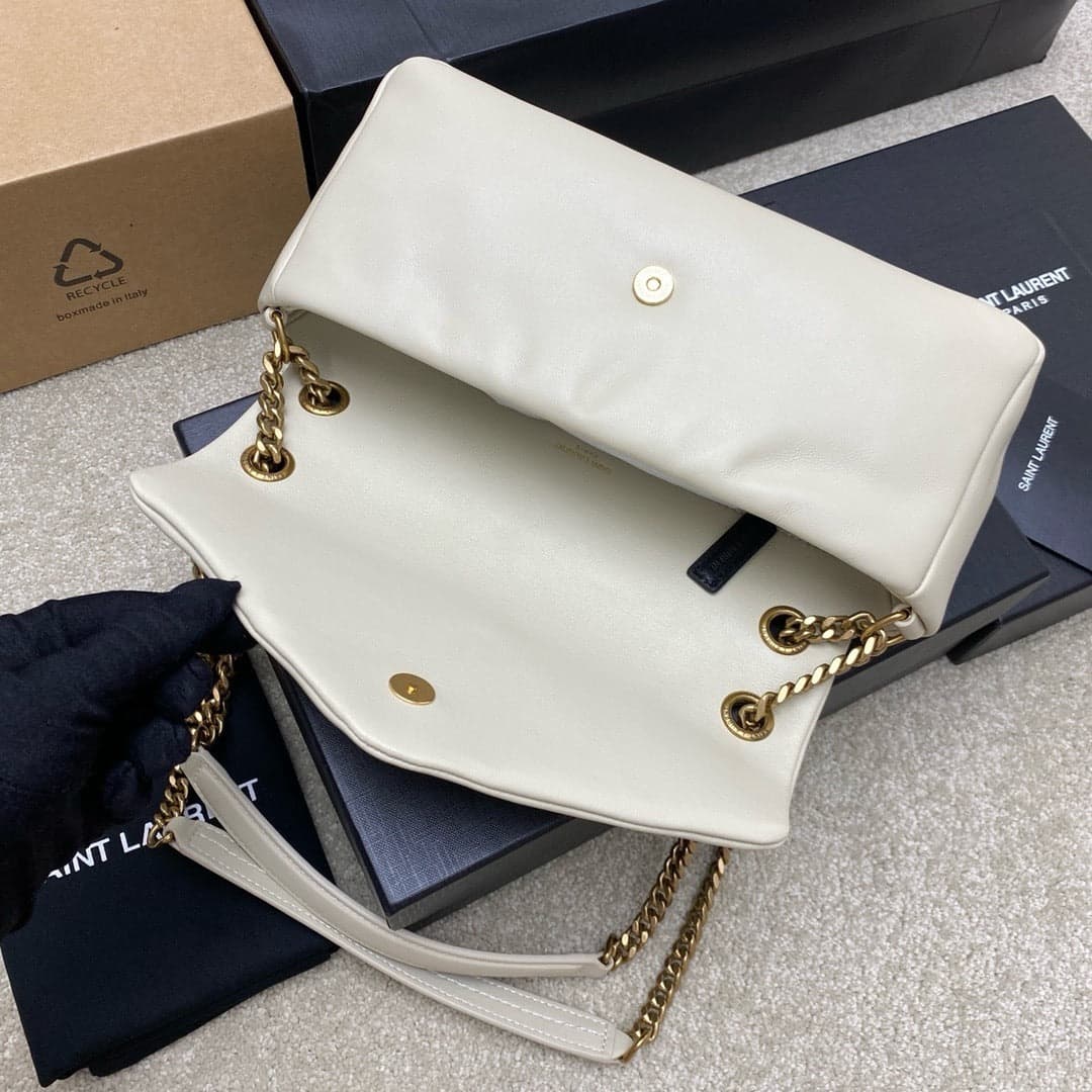Yves Saint Laurent Calypso Lambskin White Ferragens Douradas
