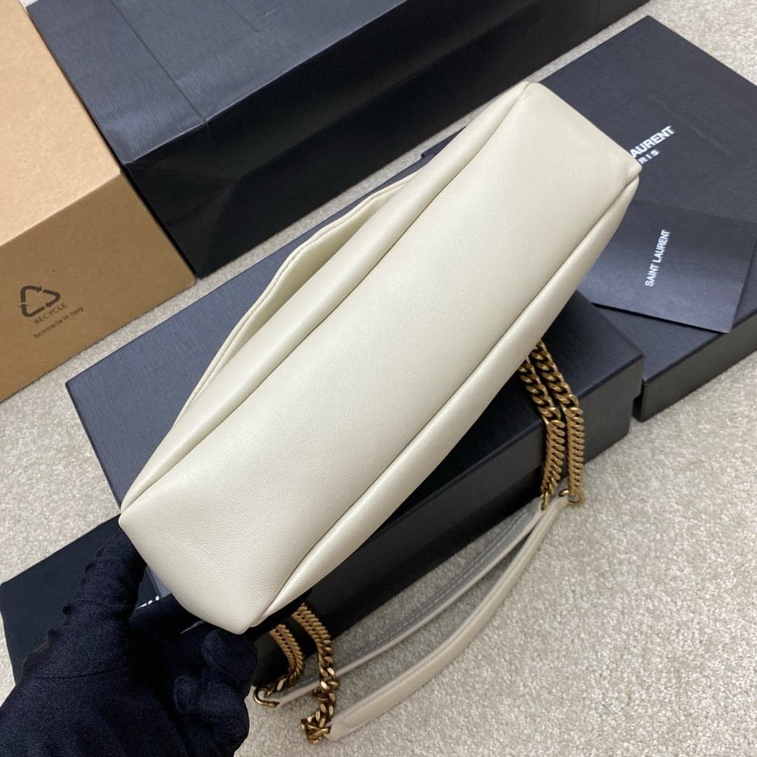 Yves Saint Laurent Calypso Lambskin White Ferragens Douradas