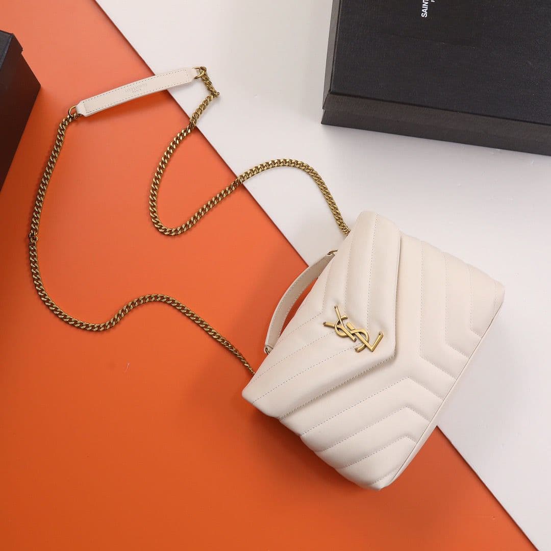 Saint Laurent Loulou Toy Bag White Ferragens Douradas
