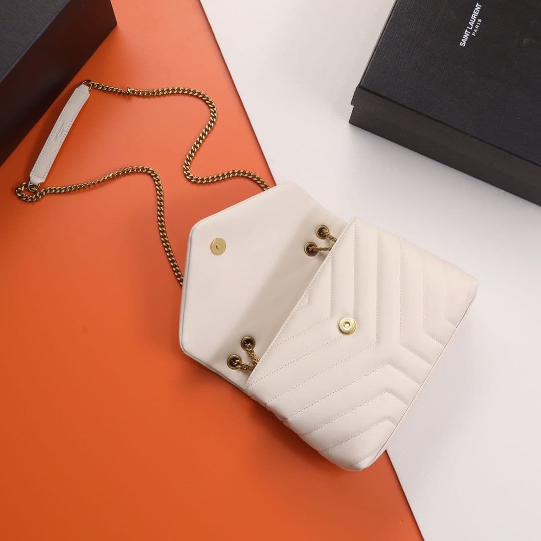 Saint Laurent Loulou Toy Bag White Ferragens Douradas