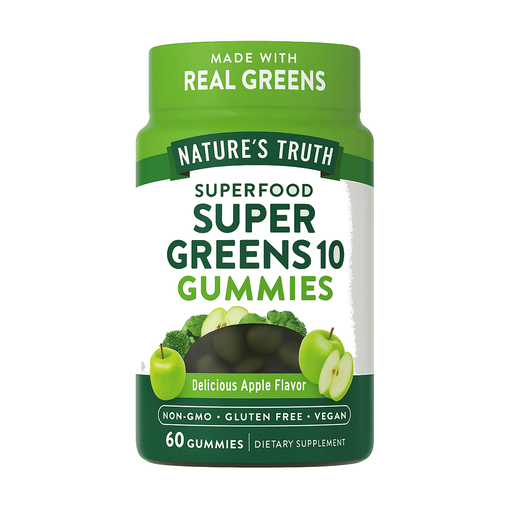 Nature's Truth Superfood Super Greens 10 Gummies 60 Unidades | Delicious apple flavor