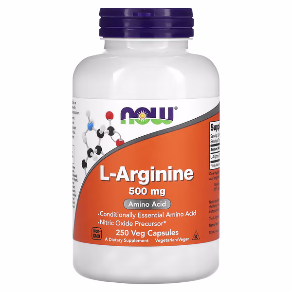 NOW L-Arginine 500mg 250 Cápsulas