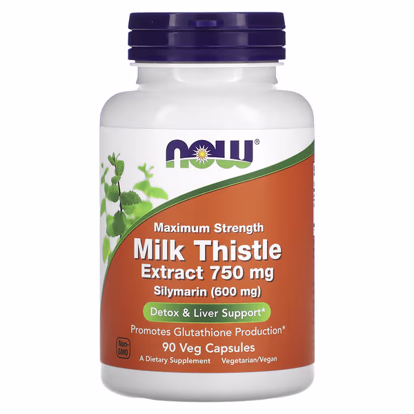 NOW Milk Thistle Extract 750mg Silymarin 600mg 90 Cápsulas