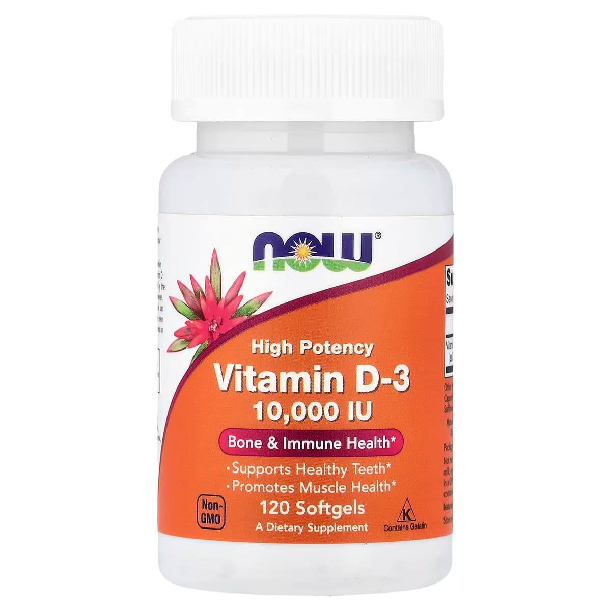 NOW Vitamina D-3 10.000 UI 120 Cápsulas