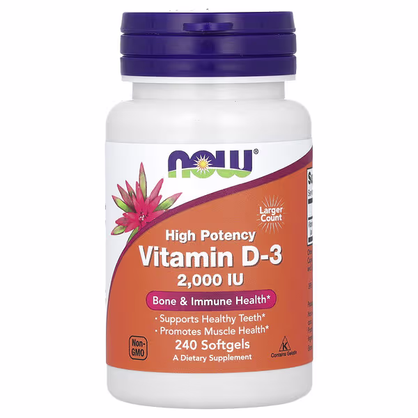 NOW Vitamina D3 2000 IU 240 Cápsulas