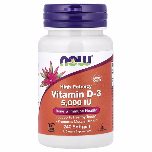 NOW Vitamina D3 5000 IU 240 Cápsulas
