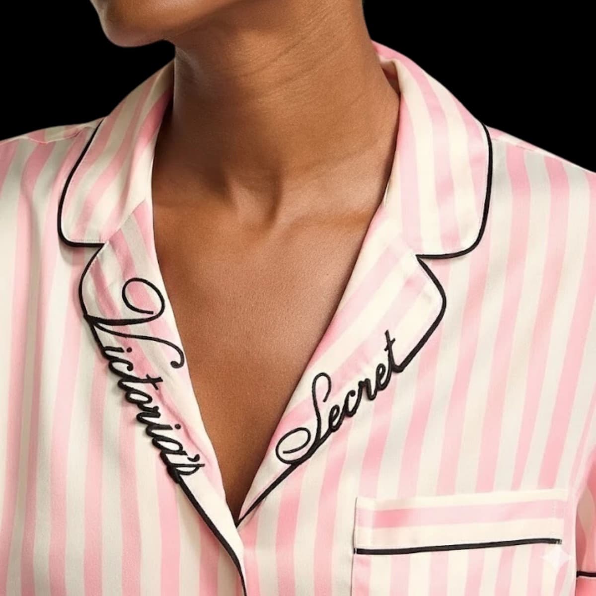 Pijama Curto Victoria's Secret Glazed Satin Escrita Listrado