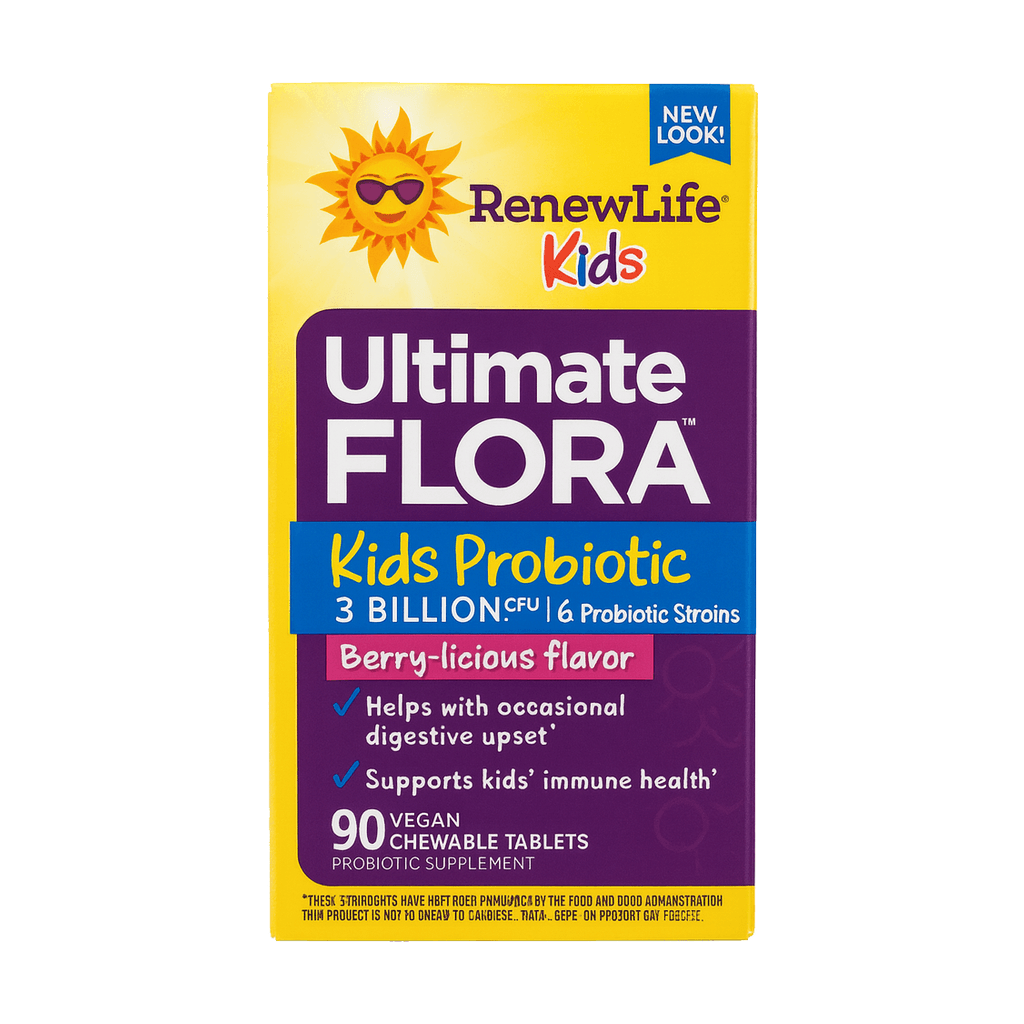 RenewLife Kids Ultimate Flora Kids Probiotic 3 Billion 90 Comprimidos Mastigáveis