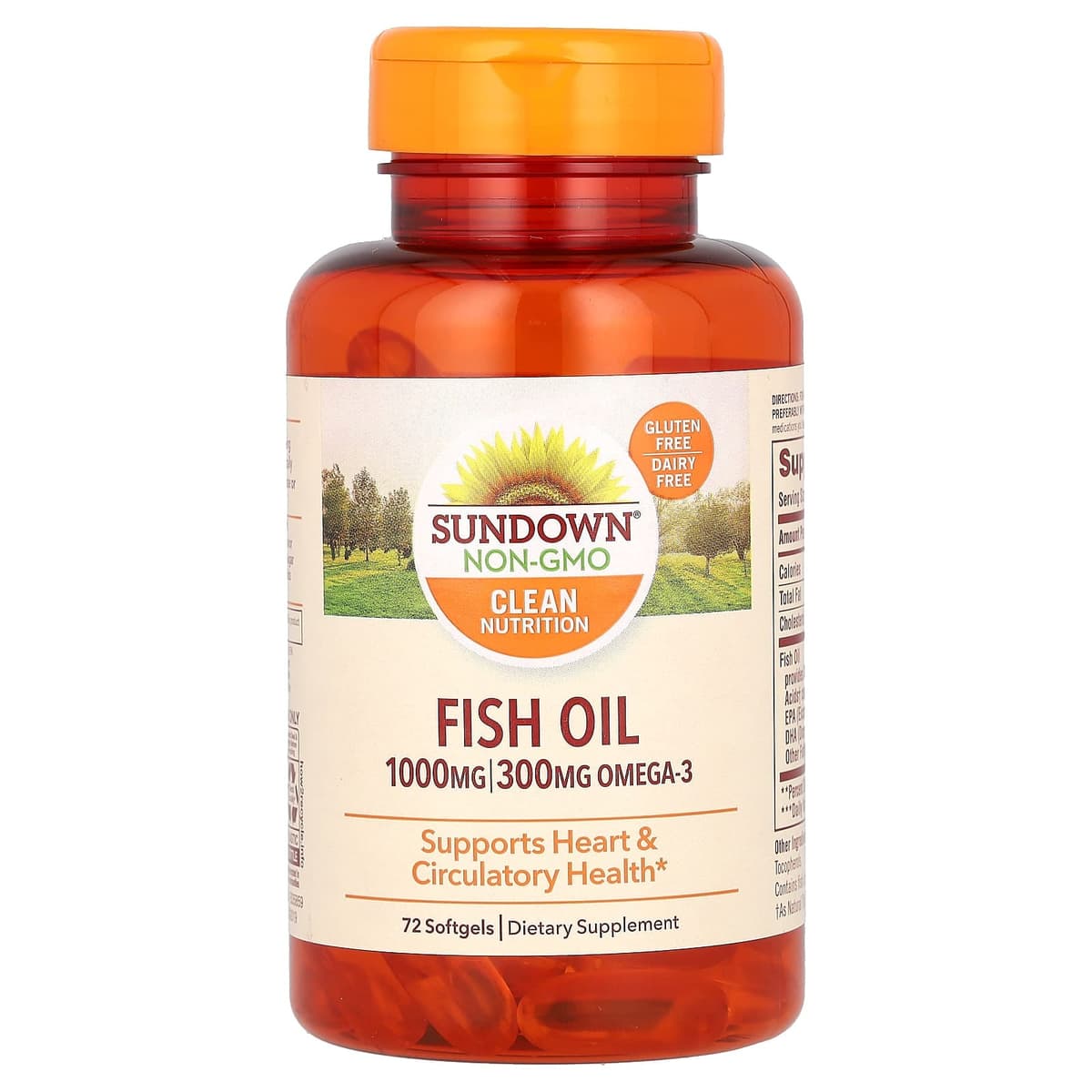 Sundown Fish Oil 1000mg | Ômega 3 300mg 72 Cápsulas