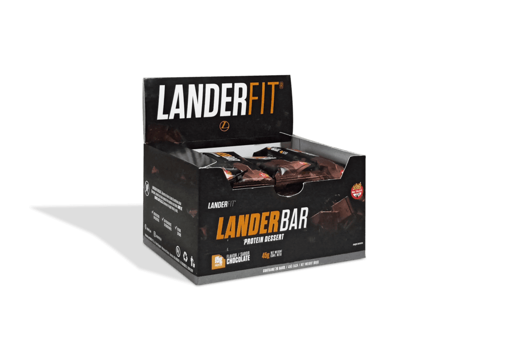 Barra de proteína landerbar protein dessert landerfit – caja x 20 unidades