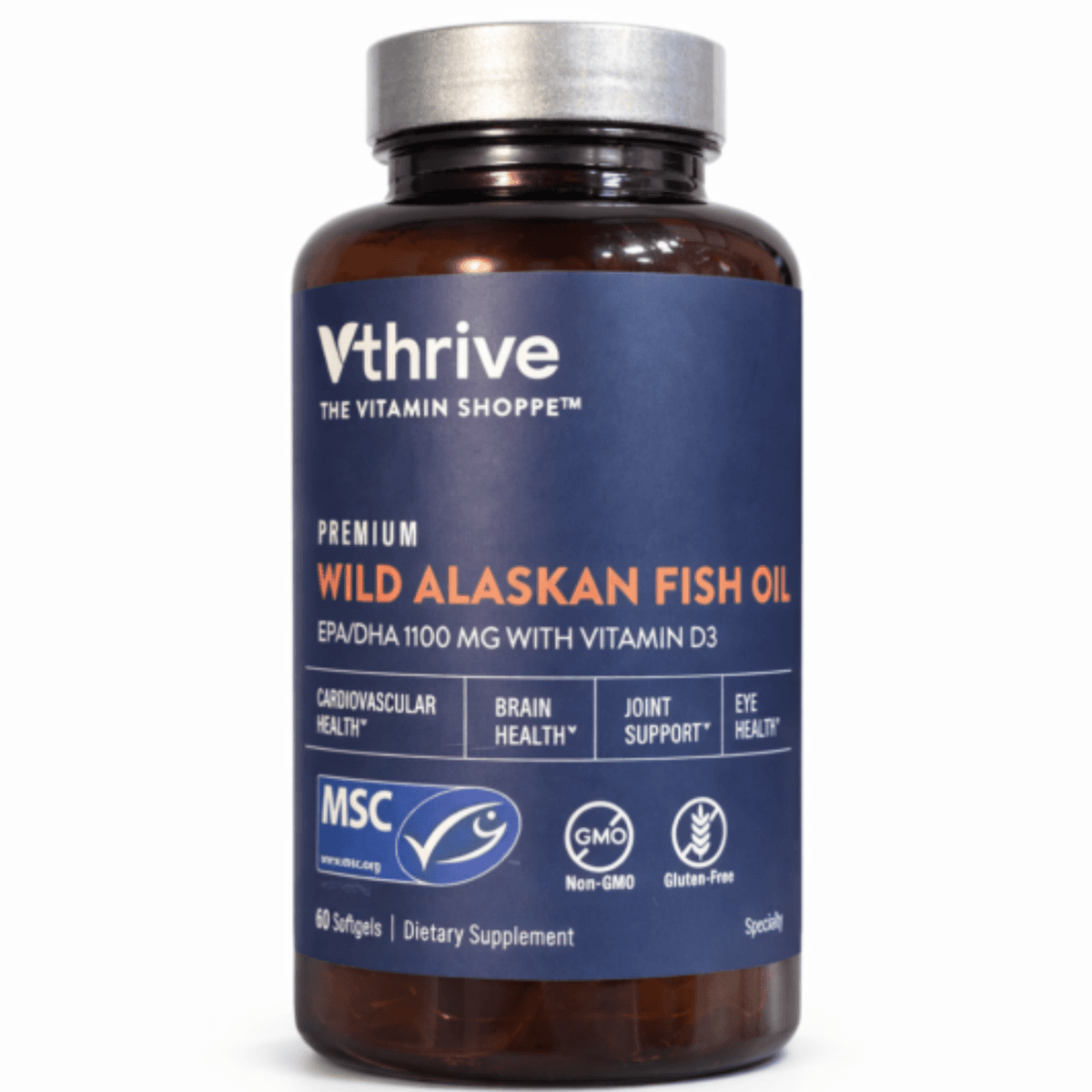 The vitamin shoppe Wild Alaskan Fish Oil EPA-DHA 1100 Mg con Vitamin D3 60 Softgels