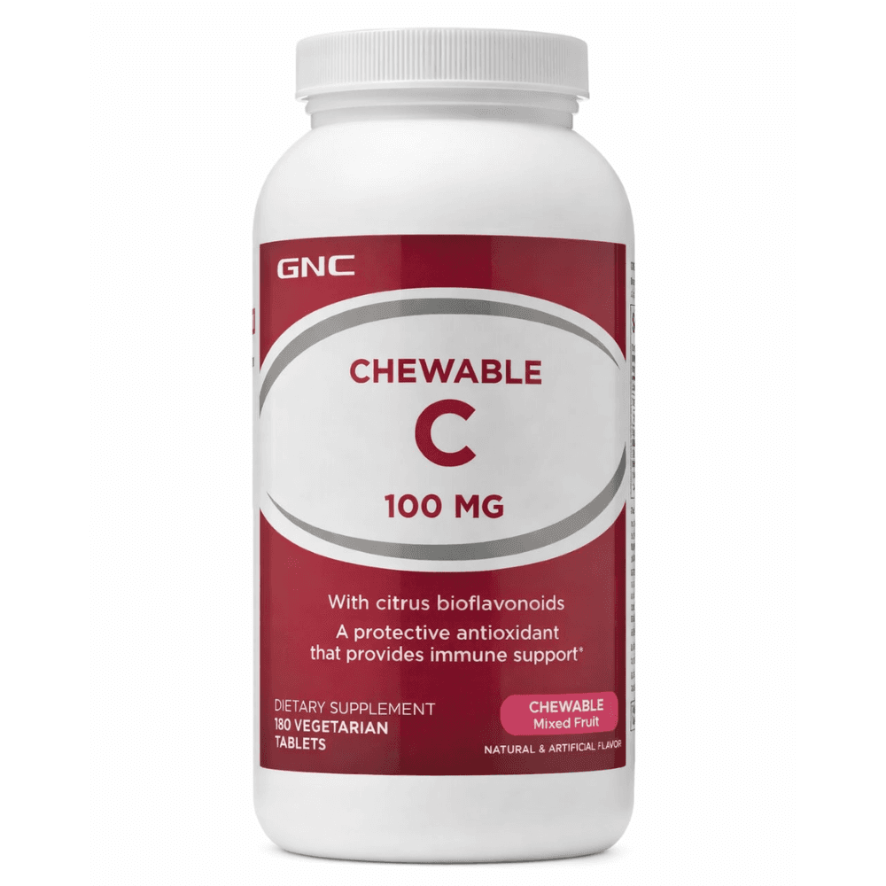 Vitamina C Mastigável GNC 180mg 90 Cápsulas Vegetarianas