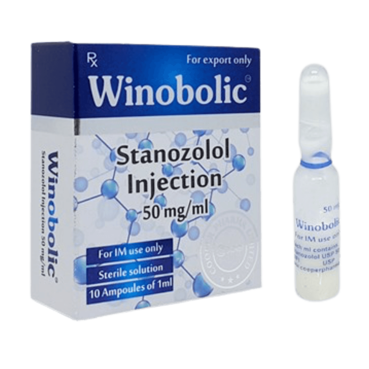 Winobolic Stanozolol Pro Injetável 50mg/ml – 10 Ampolas